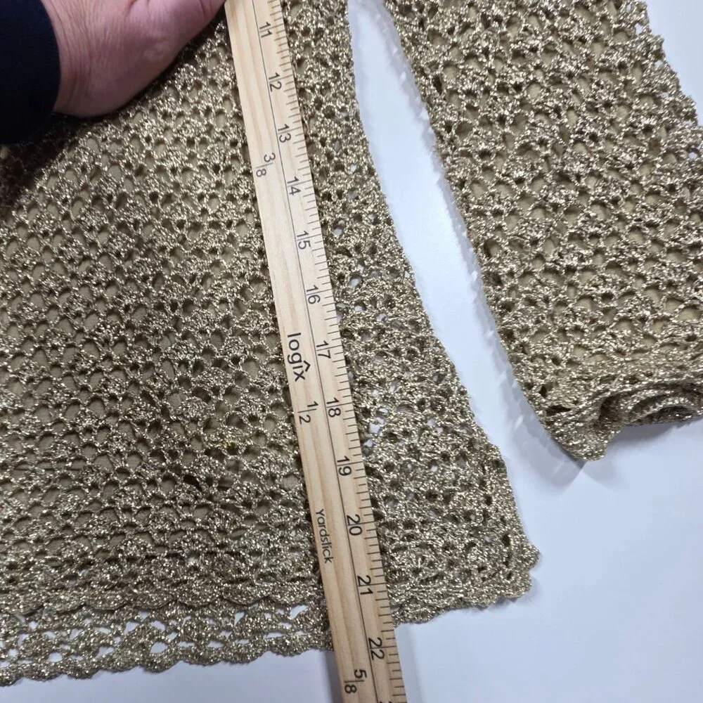 Vintage Cache Top Womens Small Gold Metallic Crochet Knit Mesh Party Y2K